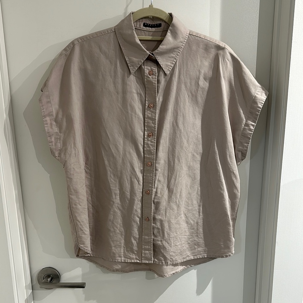 Casual Beige Button-Up Shirt